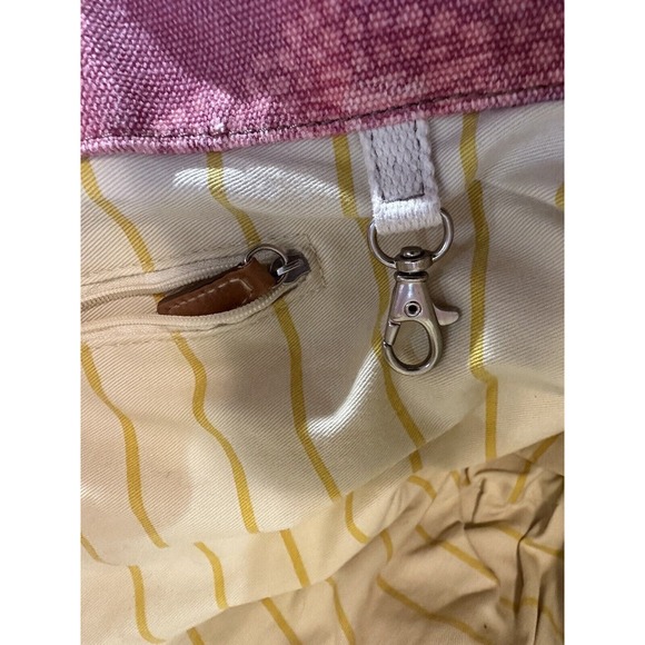 Fossil Lena Canvas Pink Orange Large Double Handles Tote Bag Overnight Carry All - Picture 16 of 16